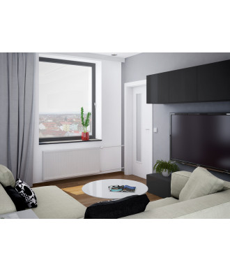 На фото Steel panel radiator Hi-Therm with side connection